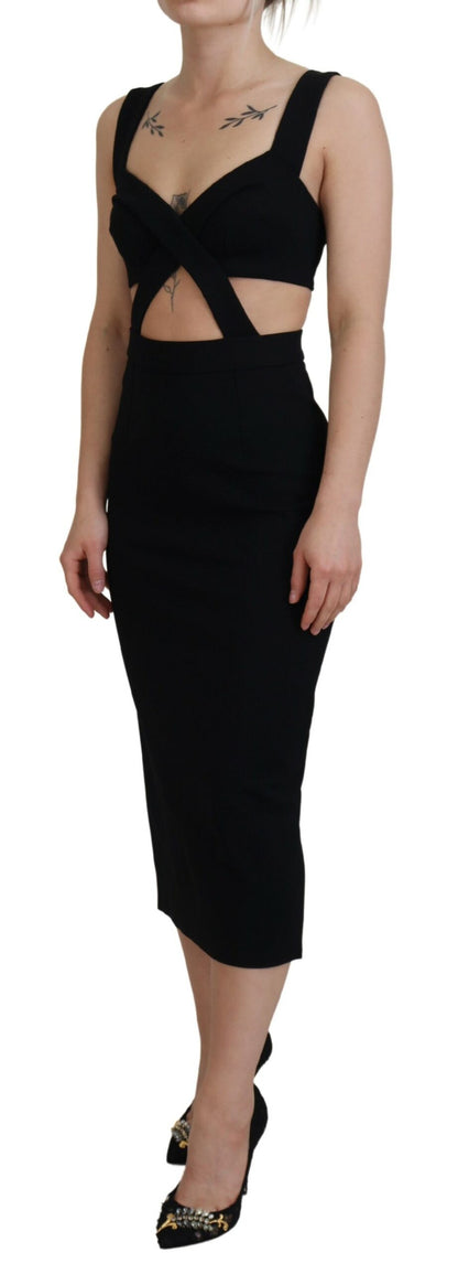 Dolce & Gabbana Elegant Black Midi Sheath Dress Dolce & Gabbana