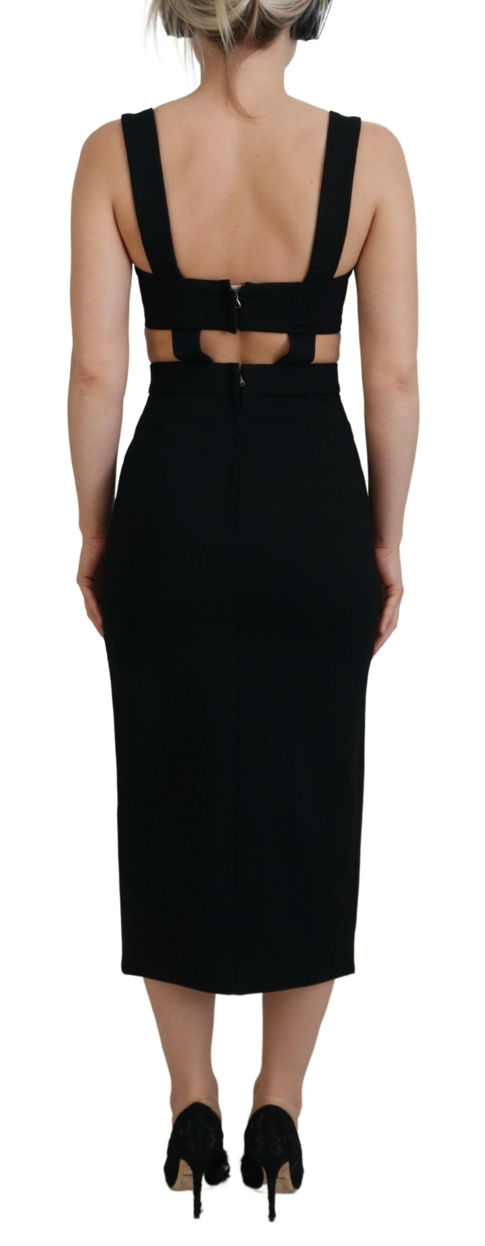 Dolce & Gabbana Elegant Black Midi Sheath Dress Dolce & Gabbana