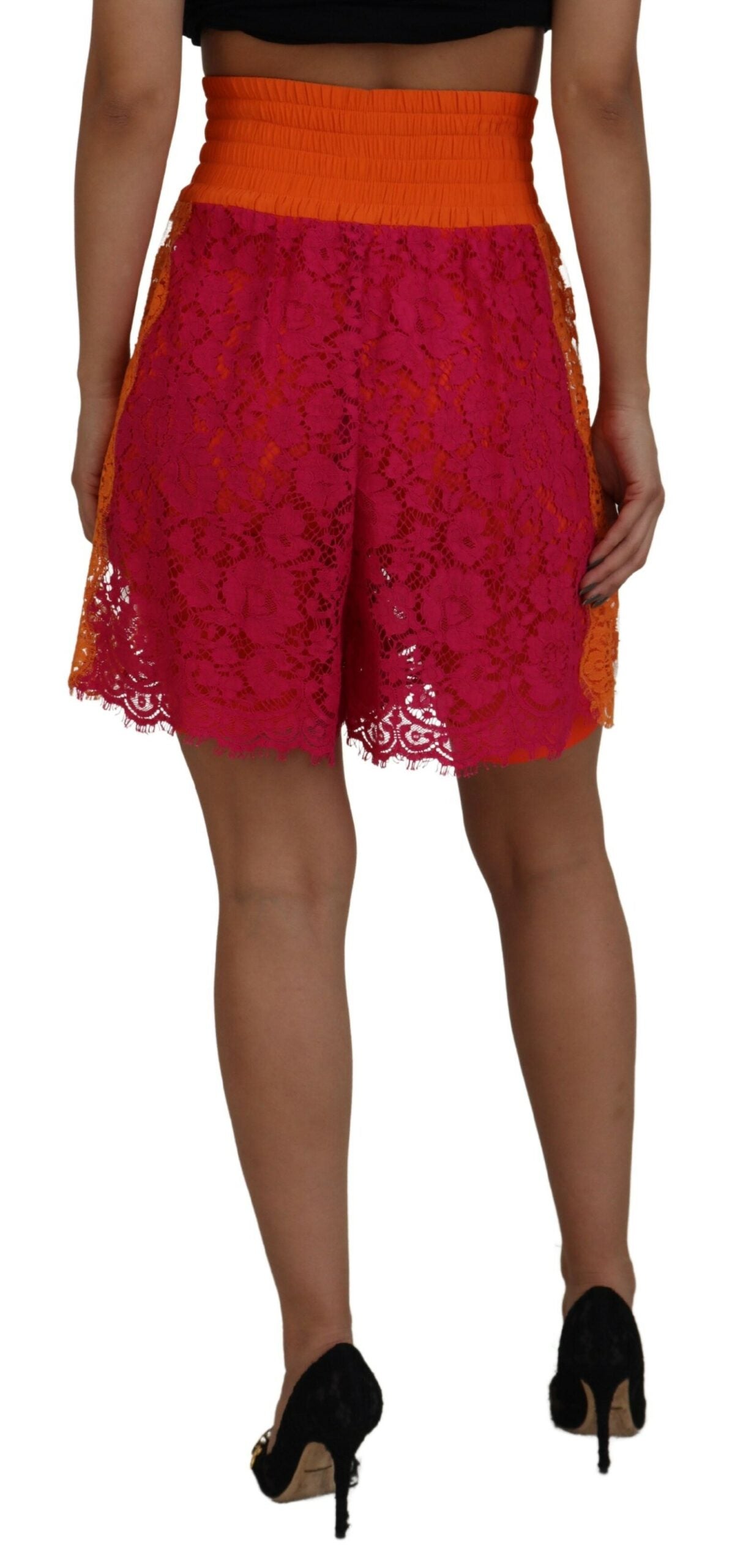 Dolce & Gabbana Elegant Lace High-Waist Shorts in Dual-Tones Dolce & Gabbana