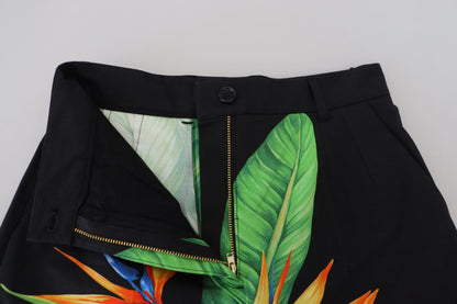 Dolce & Gabbana High Waist Hot Pants Shorts in Black Leaves Print Dolce & Gabbana