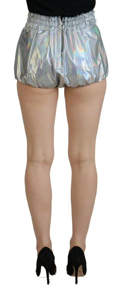 Dolce & Gabbana Elevated Elegance Silver High Waist Shorts Dolce & Gabbana