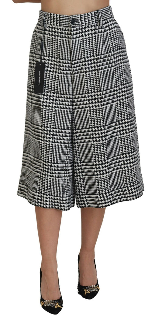 Dolce & Gabbana Elegant High Waist Plaid Midi Pants Dolce & Gabbana