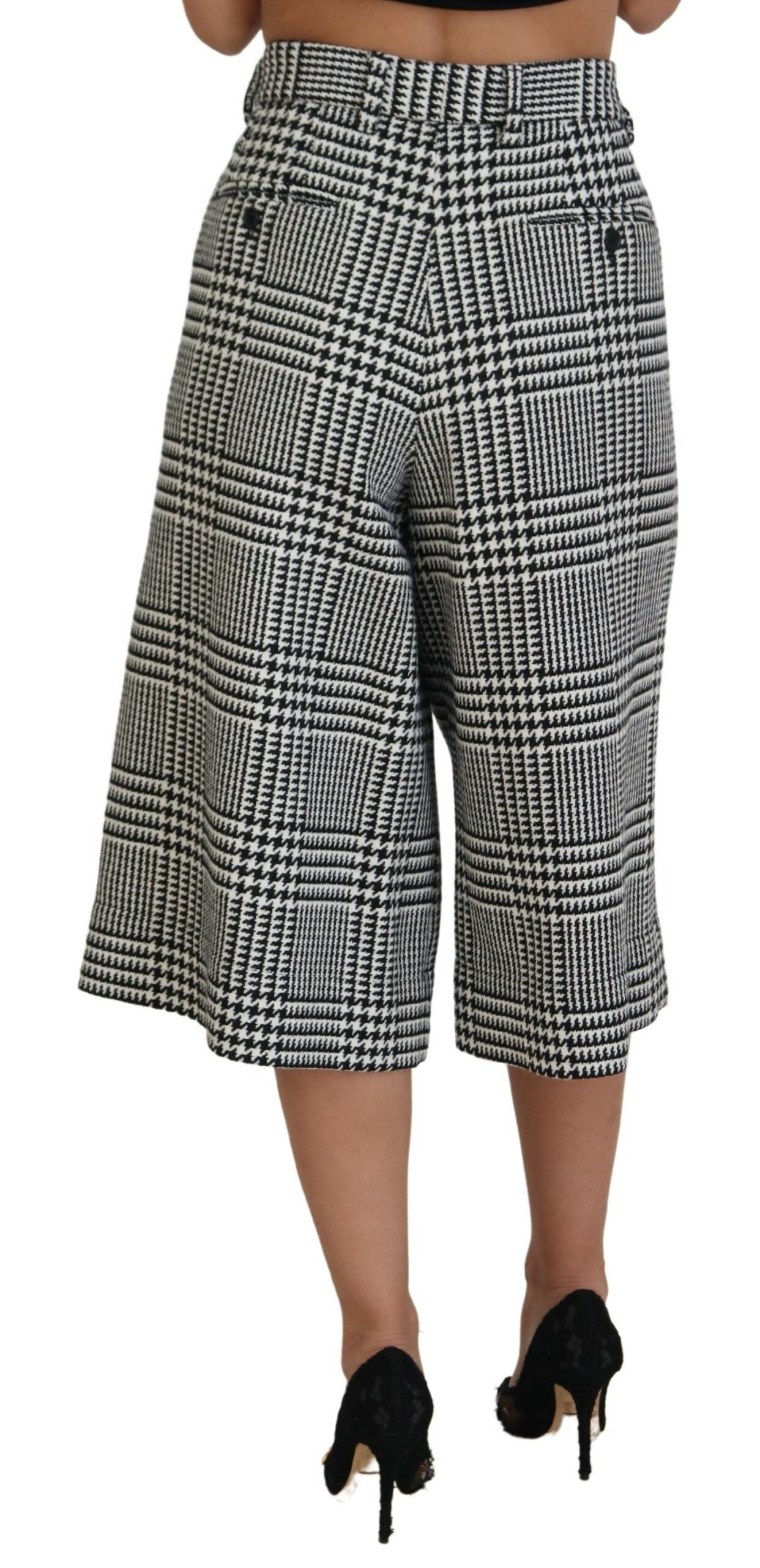 Dolce & Gabbana Elegant High Waist Plaid Midi Pants Dolce & Gabbana