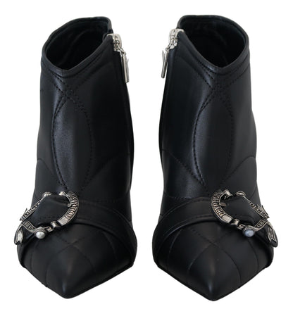 Dolce & Gabbana Elegant Black Quilted Leather Booties Dolce & Gabbana