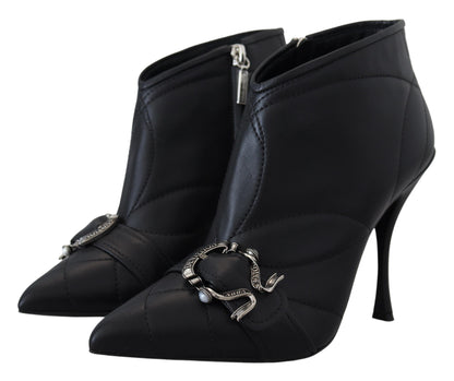 Dolce & Gabbana Elegant Black Quilted Leather Booties Dolce & Gabbana