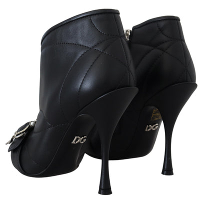 Dolce & Gabbana Elegant Black Quilted Leather Booties Dolce & Gabbana