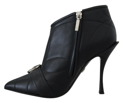 Dolce & Gabbana Elegant Black Quilted Leather Booties Dolce & Gabbana