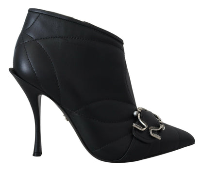 Dolce & Gabbana Elegant Black Quilted Leather Booties Dolce & Gabbana