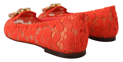 Dolce & Gabbana Elegant Lace Vally Flats in Coral Red Dolce & Gabbana