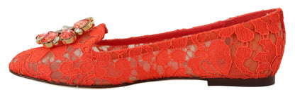 Dolce & Gabbana Elegant Lace Vally Flats in Coral Red Dolce & Gabbana