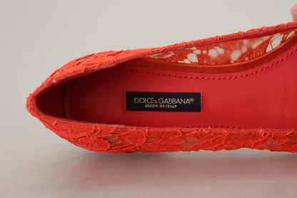 Dolce & Gabbana Elegant Lace Vally Flats in Coral Red Dolce & Gabbana