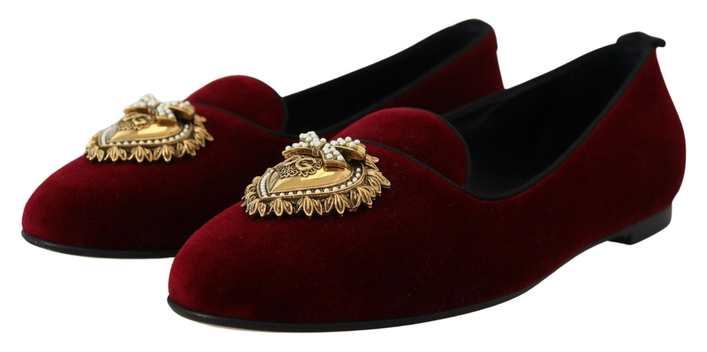 Dolce & Gabbana Bordeaux Velvet Devotion Loafers Dolce & Gabbana