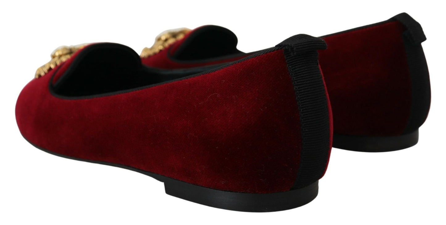 Dolce & Gabbana Bordeaux Velvet Devotion Loafers Dolce & Gabbana