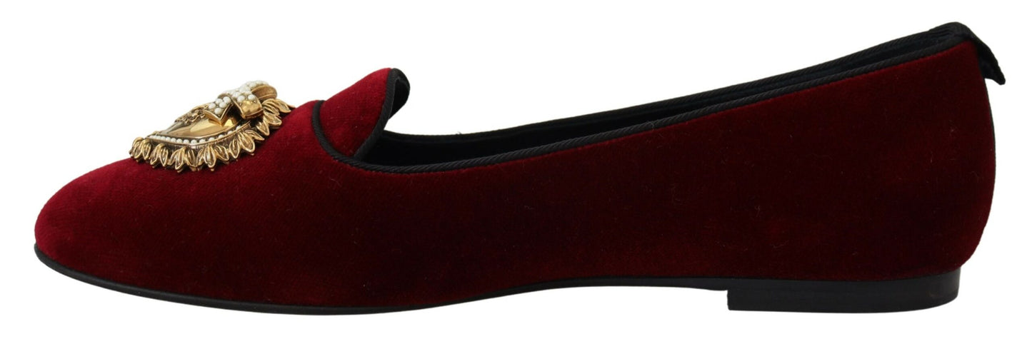 Dolce & Gabbana Bordeaux Velvet Devotion Loafers Dolce & Gabbana