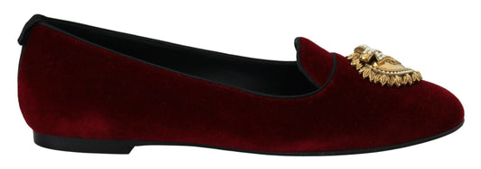 Dolce & Gabbana Bordeaux Velvet Devotion Loafers Dolce & Gabbana