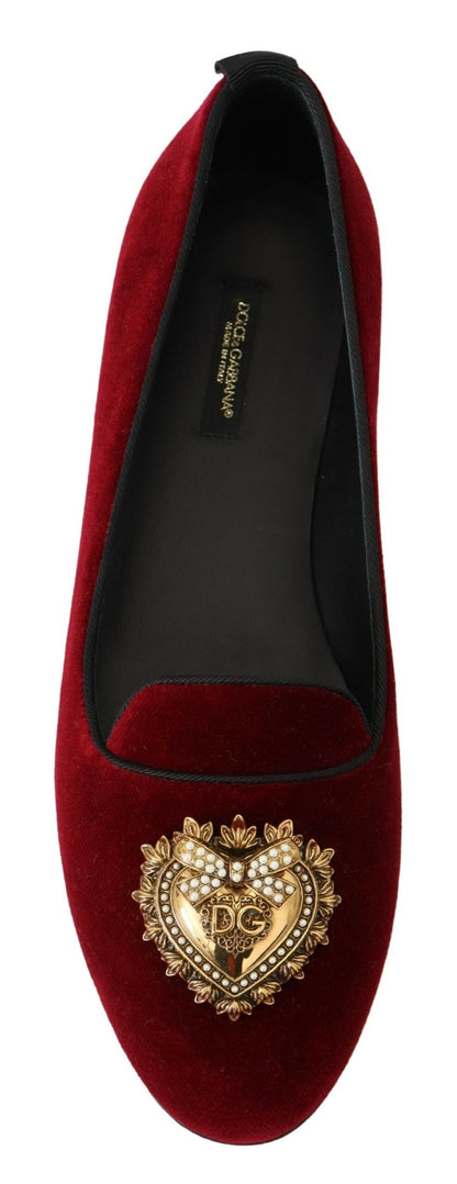 Dolce & Gabbana Bordeaux Velvet Devotion Loafers Dolce & Gabbana