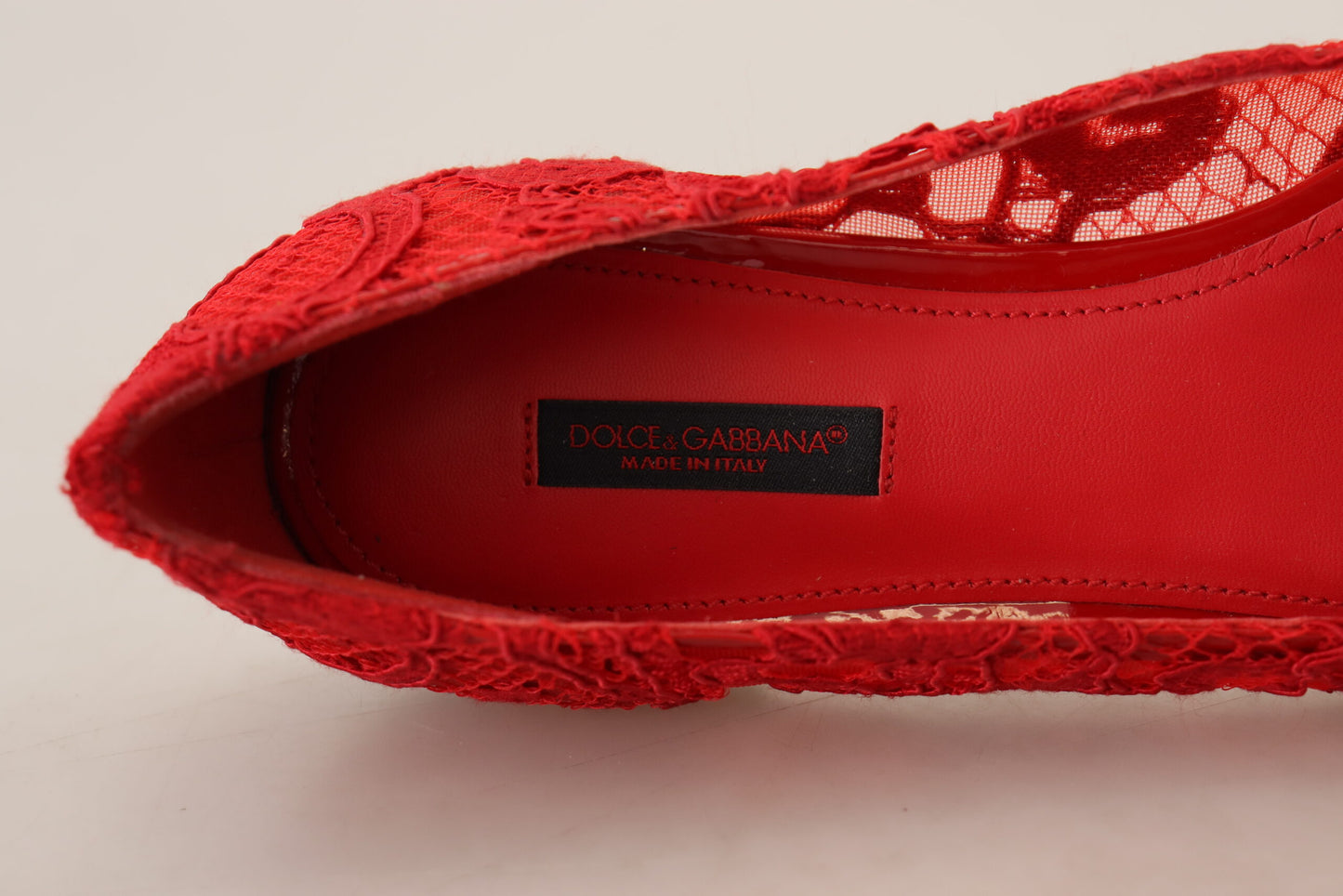 Dolce & Gabbana Red Crystal-Embellished Flats Dolce & Gabbana