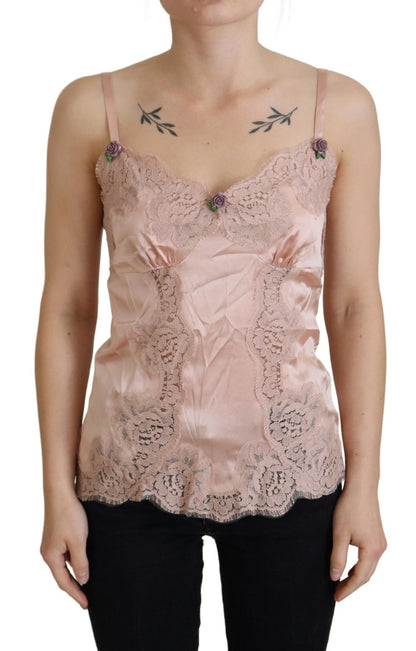 Dolce & Gabbana Elegant Pink Silk Lingerie Top Dolce & Gabbana