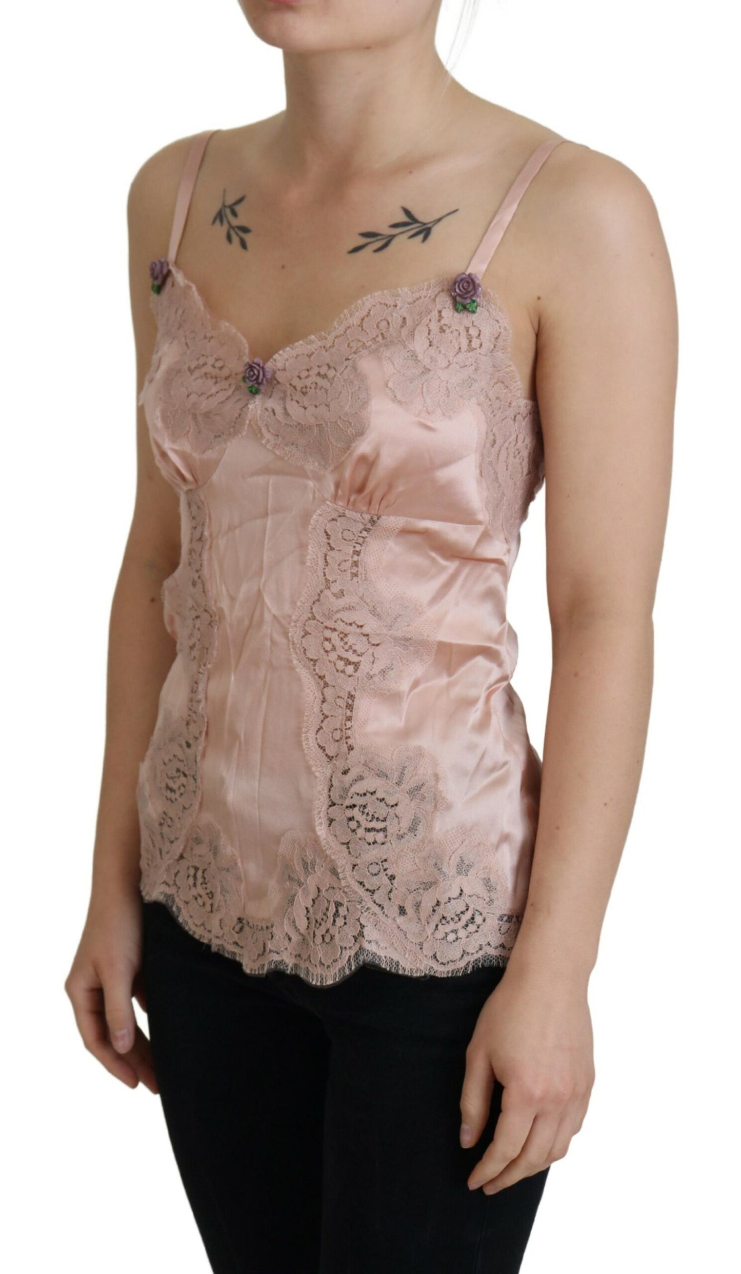 Dolce & Gabbana Elegant Pink Silk Lingerie Top Dolce & Gabbana