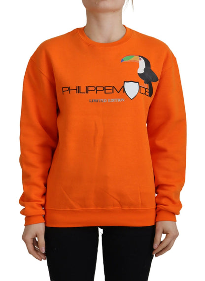 Philippe Model Chic Orange Printed Long Sleeve Pullover Sweater Philippe Model