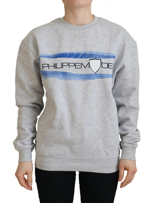 Philippe Model Elegant Gray Printed Cotton Sweater Philippe Model