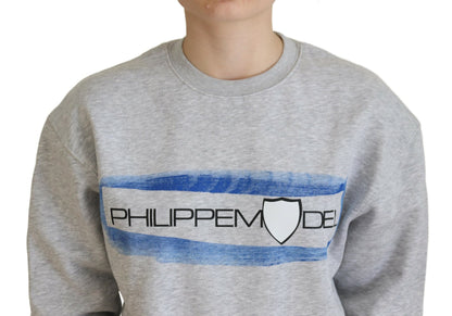 Philippe Model Elegant Gray Printed Cotton Sweater Philippe Model