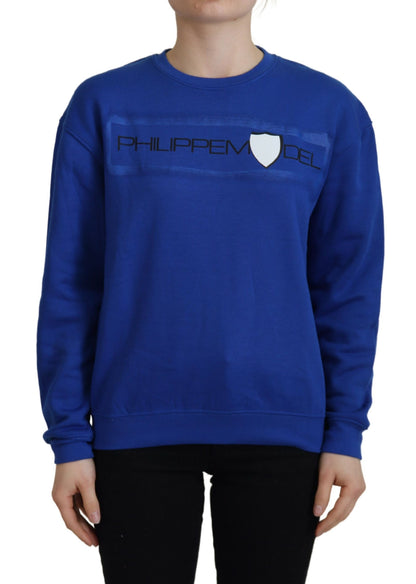 Philippe Model Chic Blue Printed Long Sleeve Pullover Sweater Philippe Model