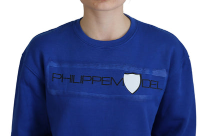 Philippe Model Chic Blue Printed Long Sleeve Pullover Sweater Philippe Model