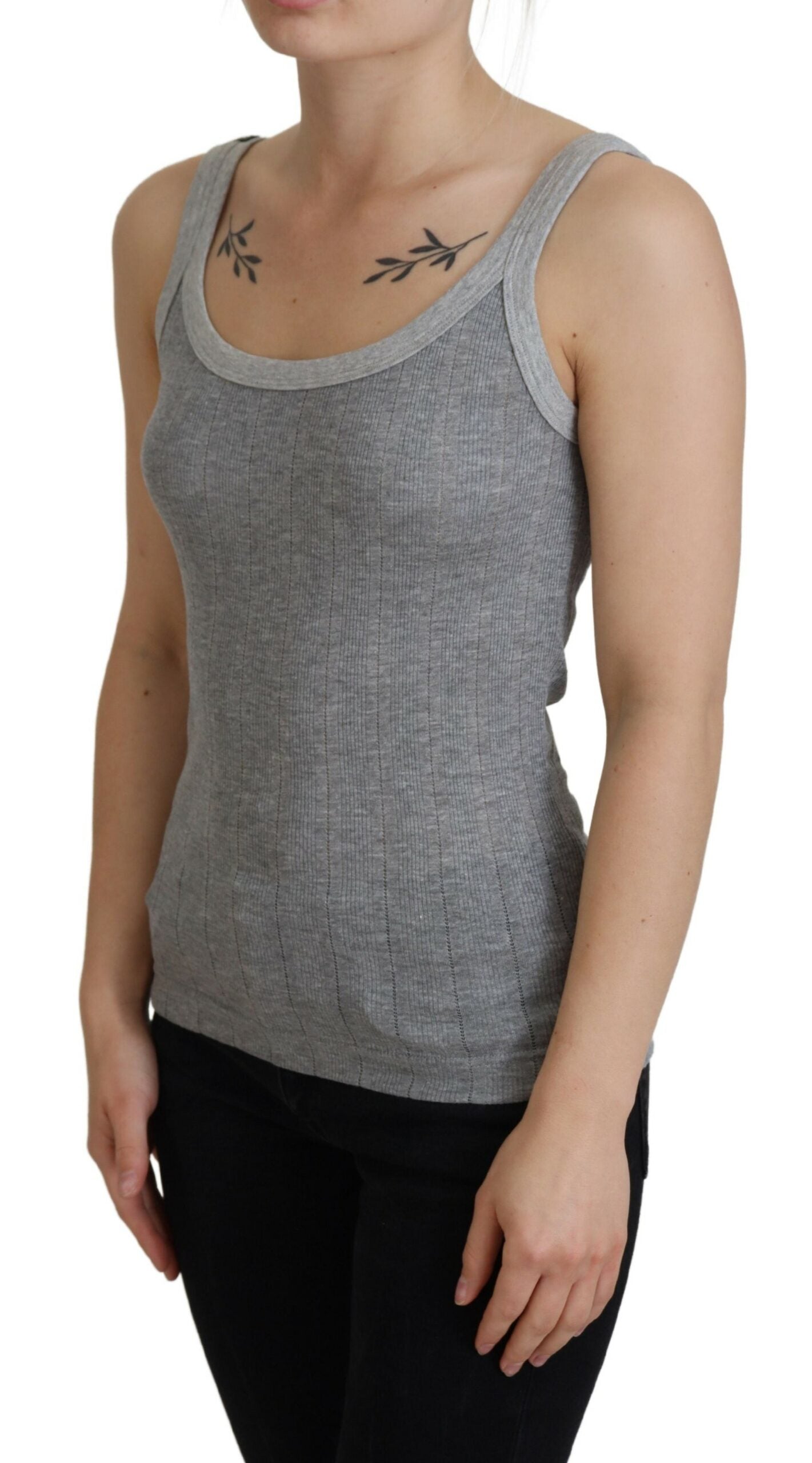 Dolce & Gabbana Chic Gray Sleeveless Modal-Cotton Top Dolce & Gabbana