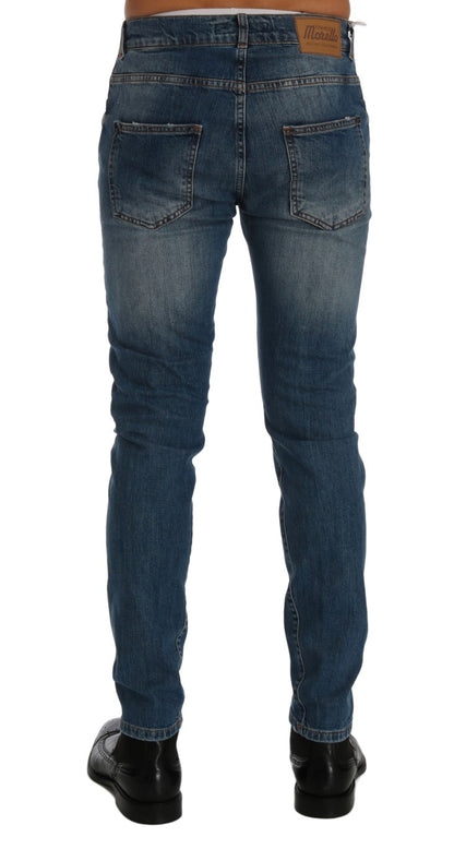 Frankie Morello Svelte Italian Denim - Slim Fit Blue Jeans Frankie Morello