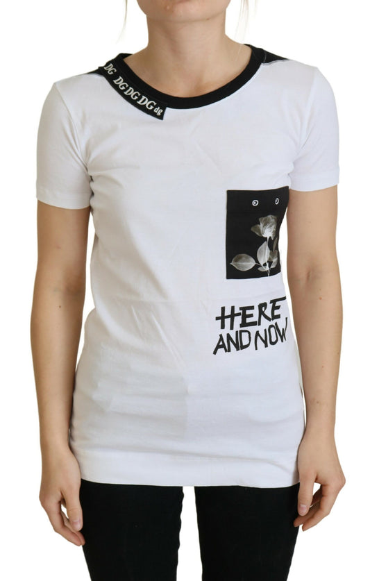 Dolce & Gabbana Chic Monochrome 'Here and Now' Cotton Tee Dolce & Gabbana