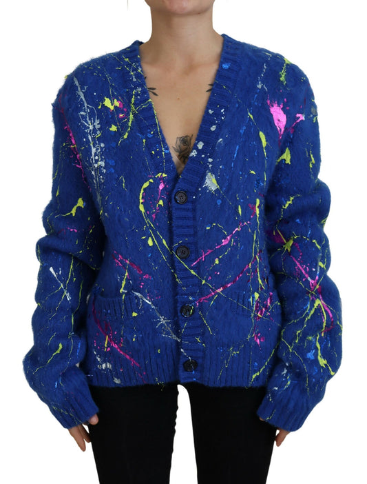 Dolce & Gabbana Elegant Multicolor Splash Mohair Cardigan Dolce & Gabbana