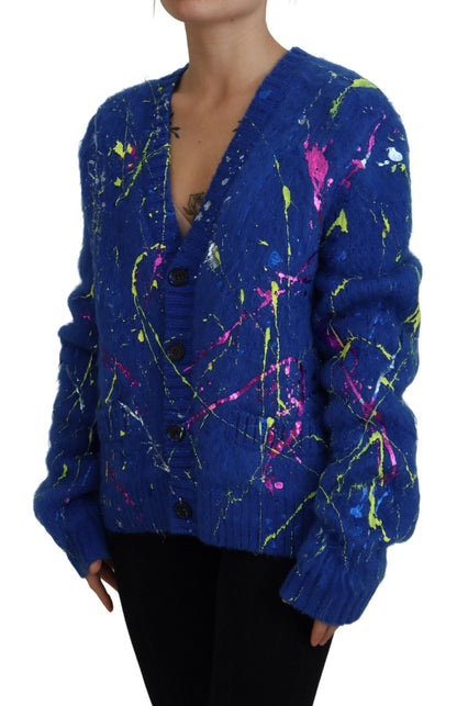 Dolce & Gabbana Elegant Multicolor Splash Mohair Cardigan Dolce & Gabbana