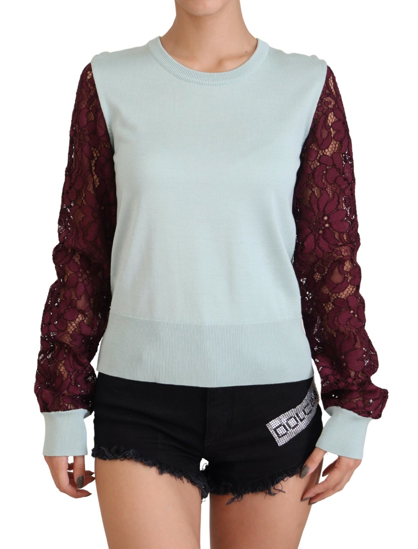 Dolce & Gabbana Elegant Multicolor Lace Silk Blend Sweater Dolce & Gabbana