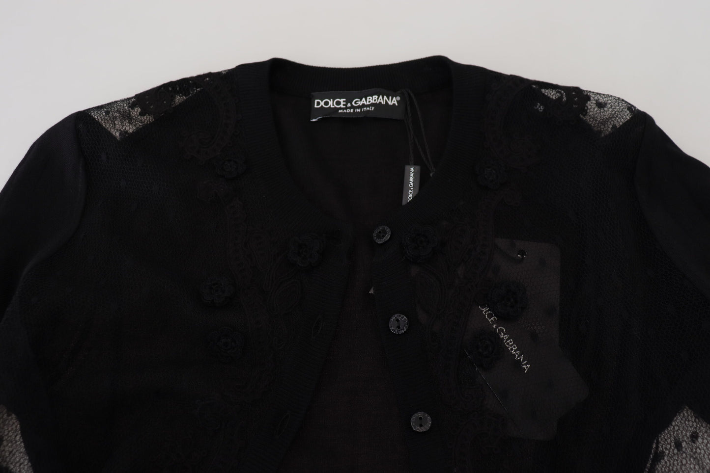 Dolce & Gabbana Elegant Black Floral Lace Cardigan Sweater Dolce & Gabbana