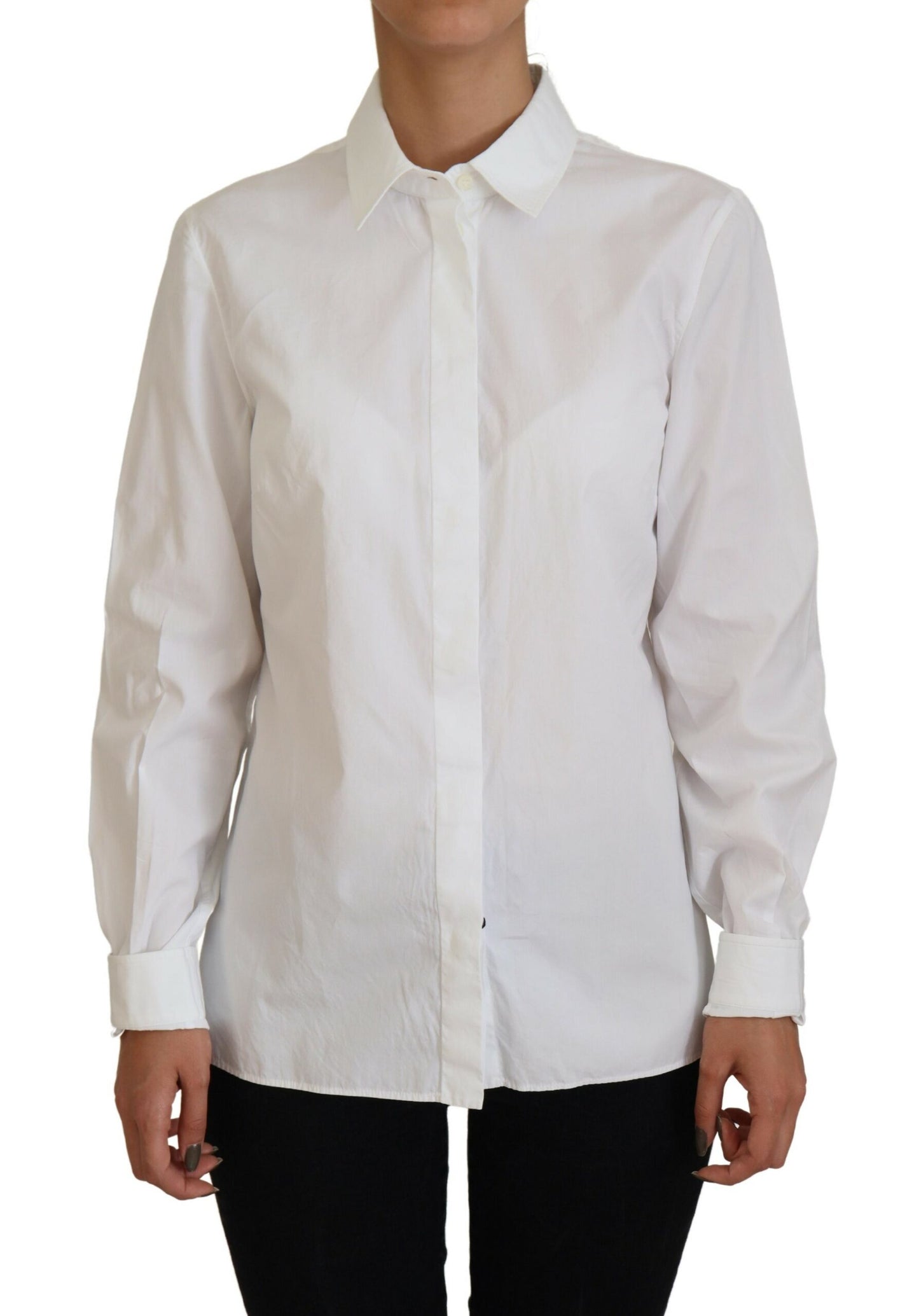 Dolce & Gabbana Elegant White Cotton Button-Up Top Dolce & Gabbana