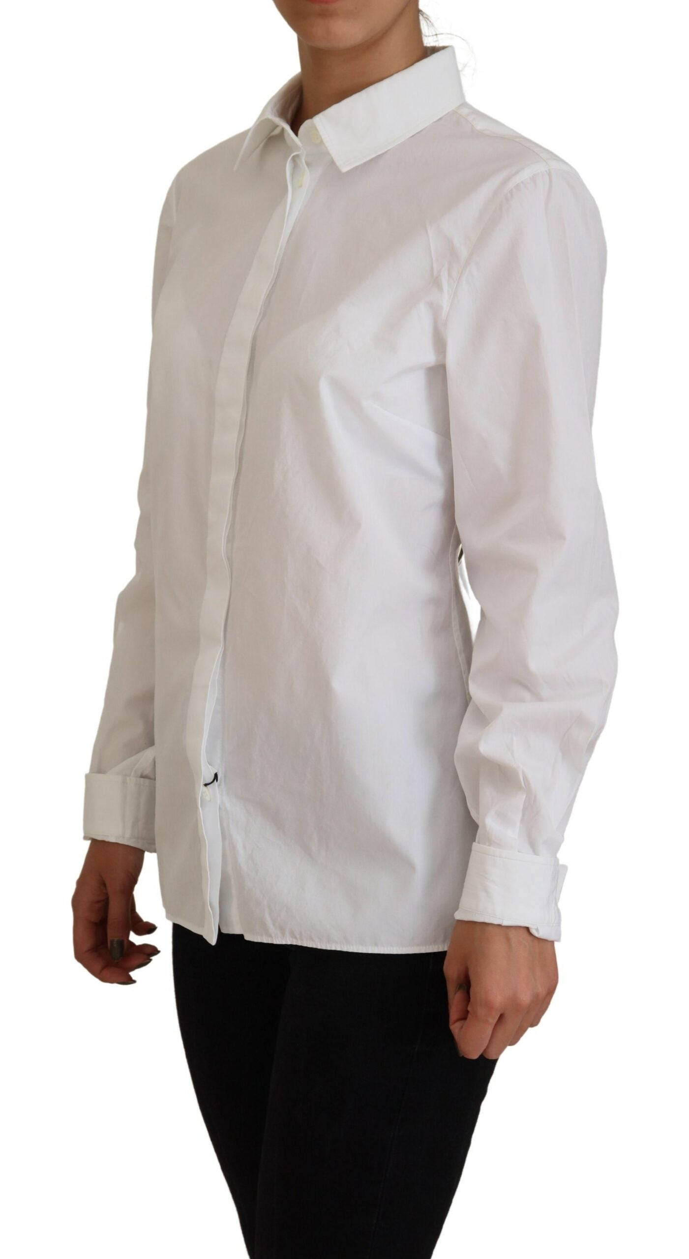 Dolce & Gabbana Elegant White Cotton Button-Up Top Dolce & Gabbana