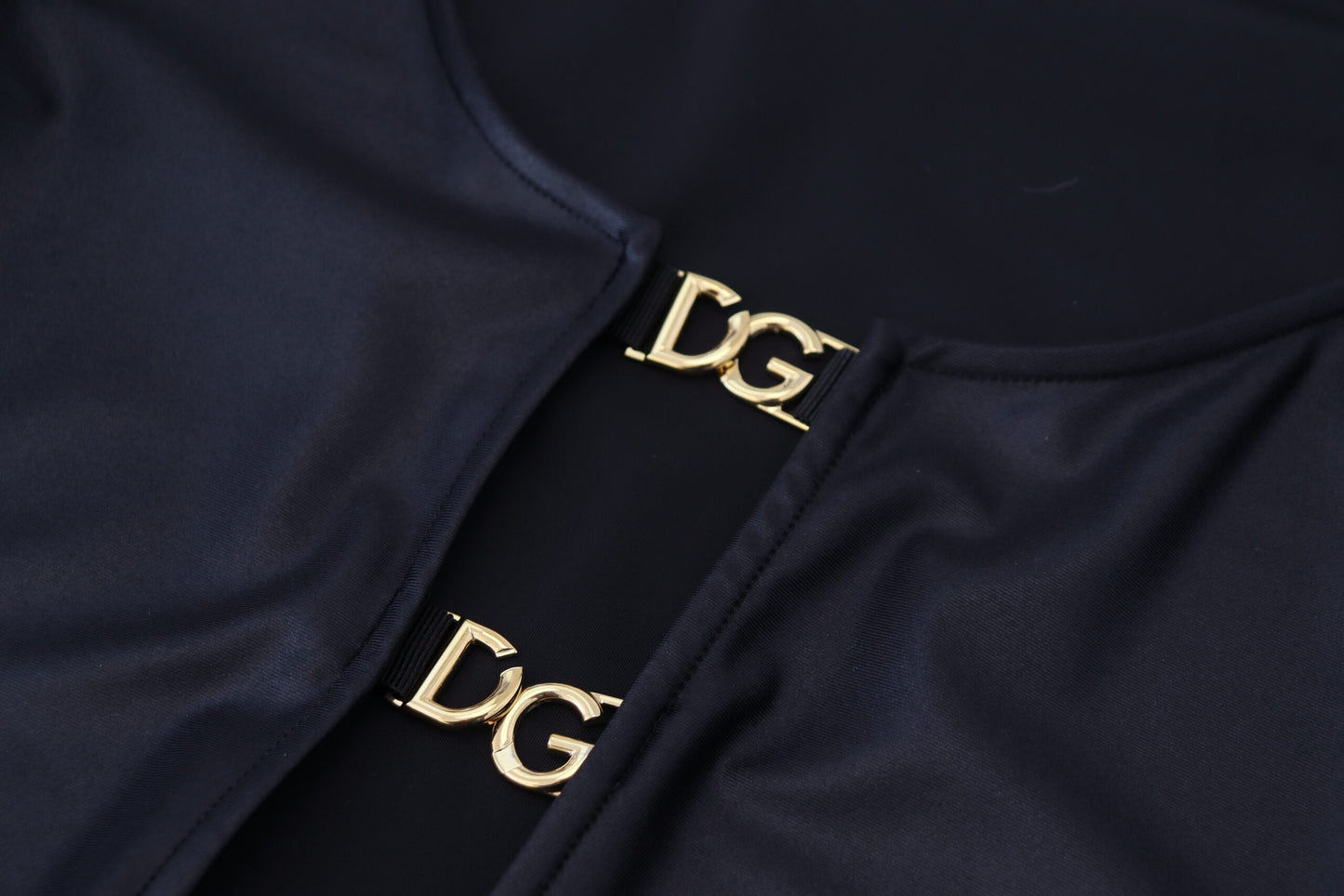 Dolce & Gabbana Elegant Black 3/4 Sleeve Top with Gold Detailing Dolce & Gabbana