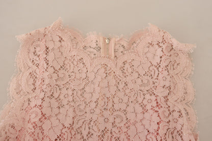 Dolce & Gabbana Elegant Sheer Lace Sleeveless Blouse in Pink Dolce & Gabbana