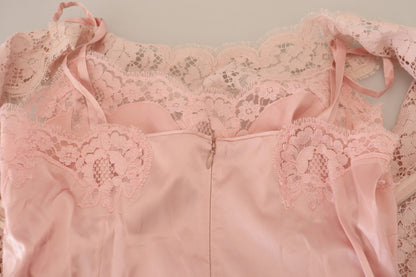 Dolce & Gabbana Elegant Sheer Lace Sleeveless Blouse in Pink Dolce & Gabbana