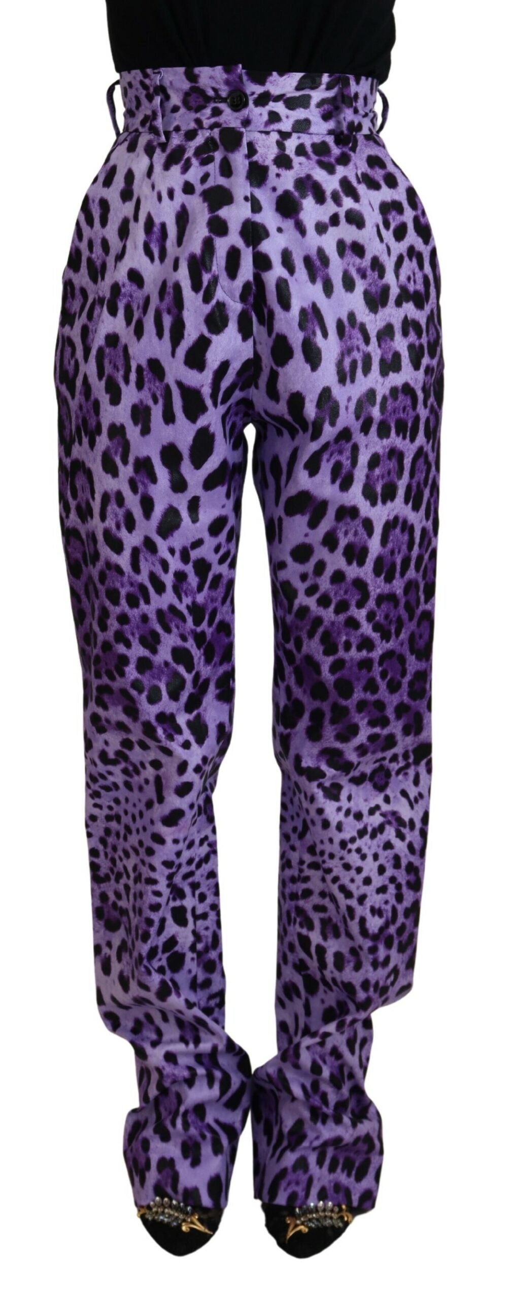 Dolce & Gabbana Elegant High Waist Straight Purple Pants Dolce & Gabbana