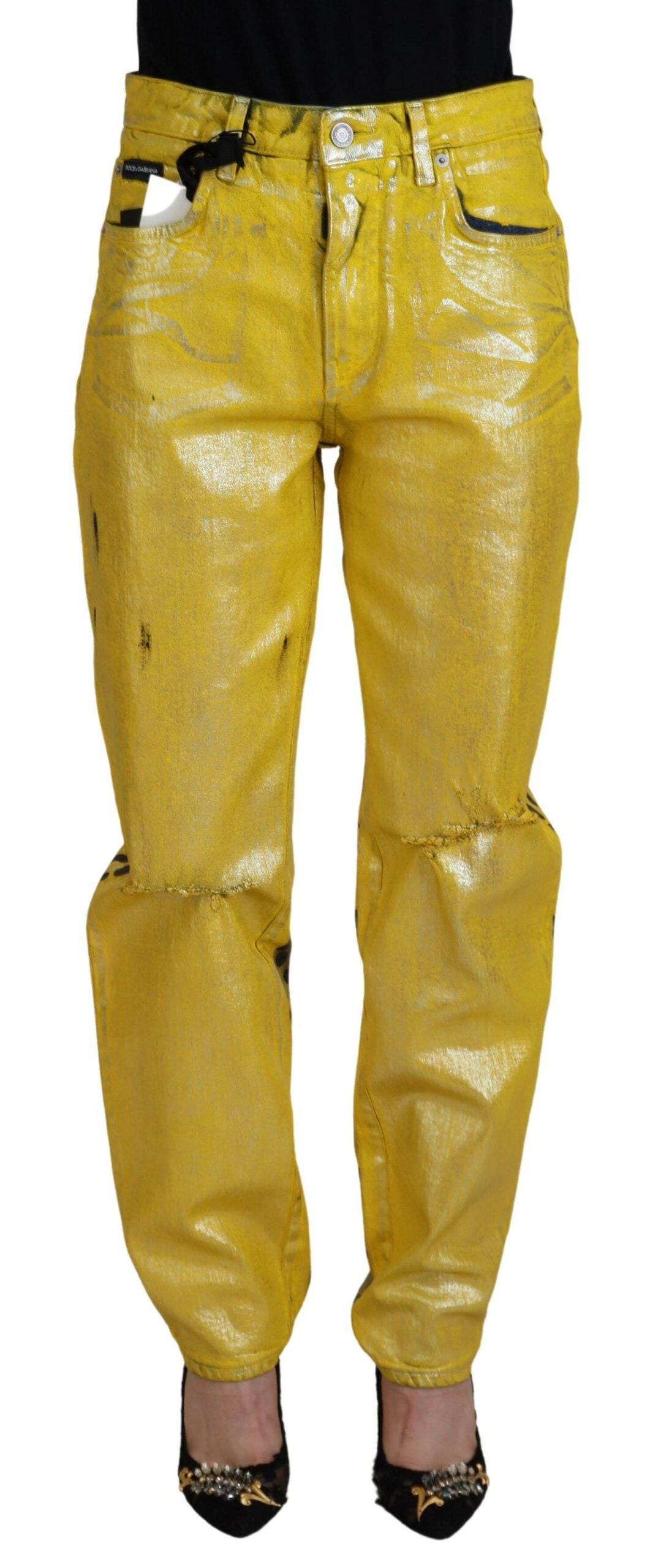 Dolce & Gabbana Chic High Waist Straight Jeans in Vibrant Yellow Dolce & Gabbana