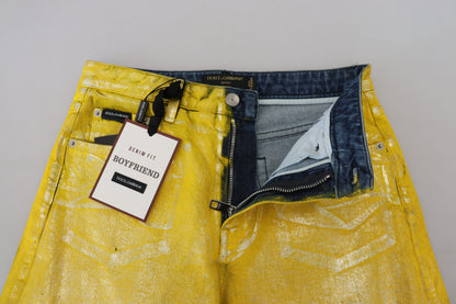 Dolce & Gabbana Chic High Waist Straight Jeans in Vibrant Yellow Dolce & Gabbana