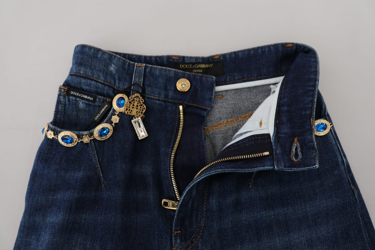 Dolce & Gabbana Embellished Straight Leg Designer Jeans Dolce & Gabbana