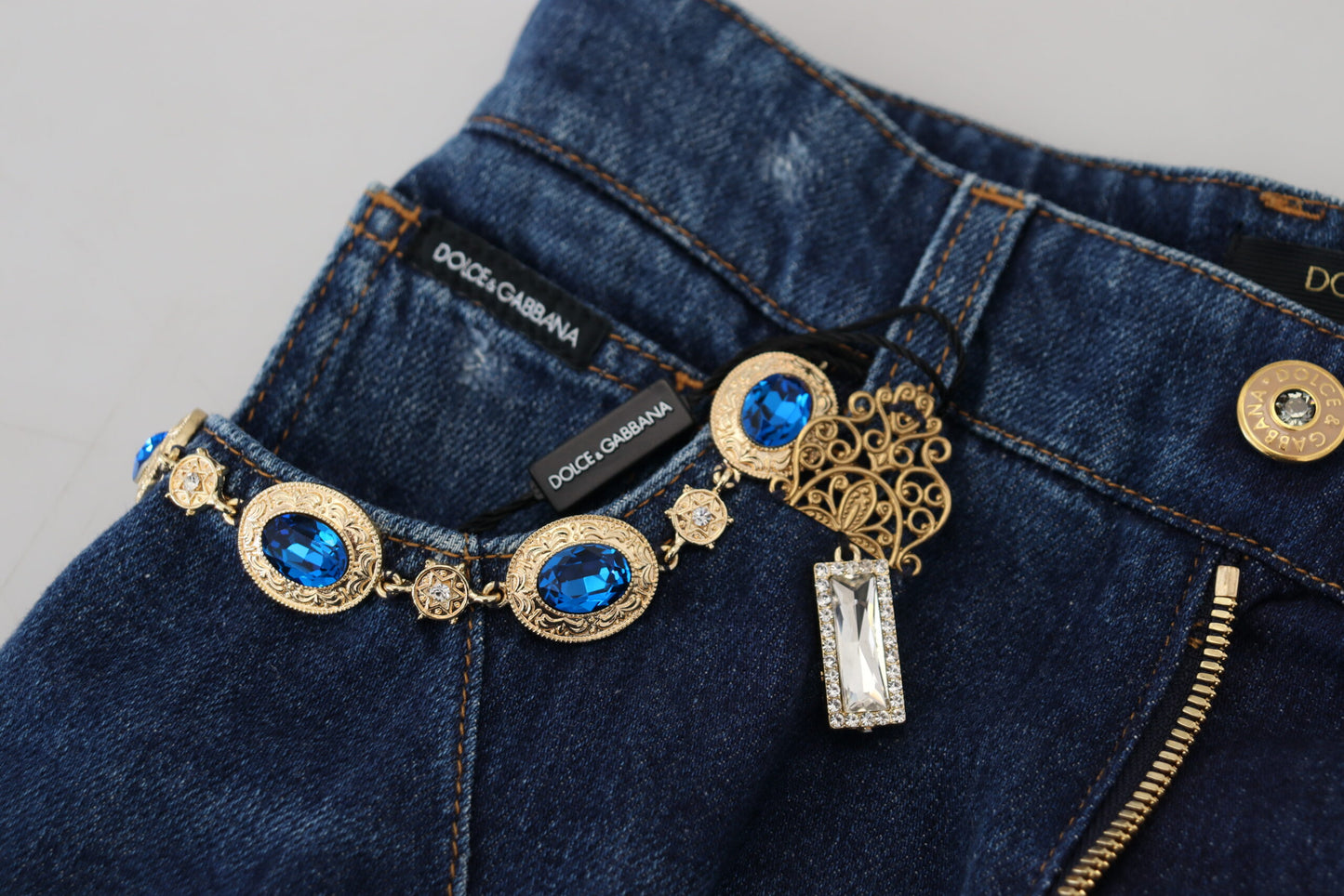 Dolce & Gabbana Embellished Straight Leg Designer Jeans Dolce & Gabbana