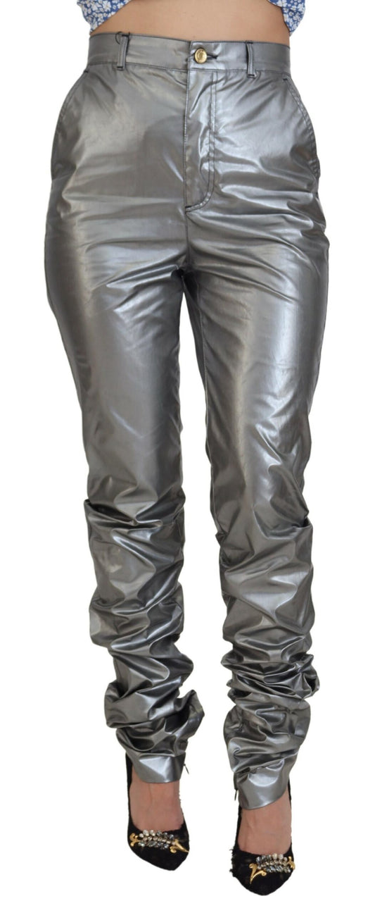 Dolce & Gabbana Elegant High Waist Skinny Pants in Silver Dolce & Gabbana