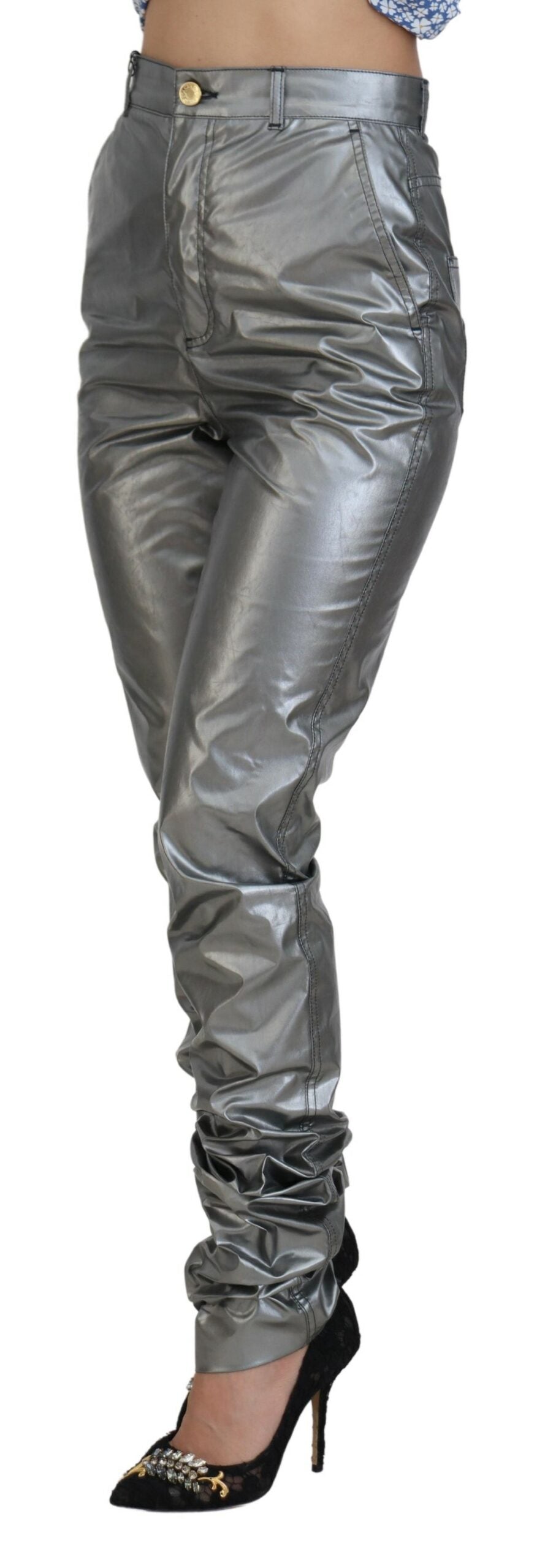 Dolce & Gabbana Elegant High Waist Skinny Pants in Silver Dolce & Gabbana