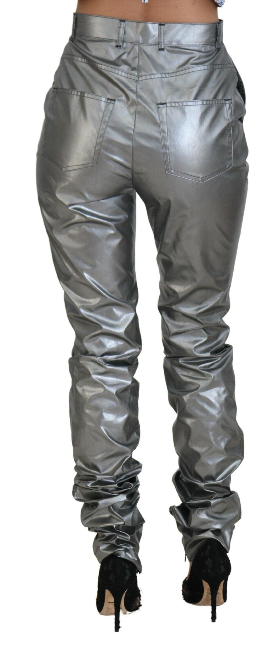 Dolce & Gabbana Elegant High Waist Skinny Pants in Silver Dolce & Gabbana