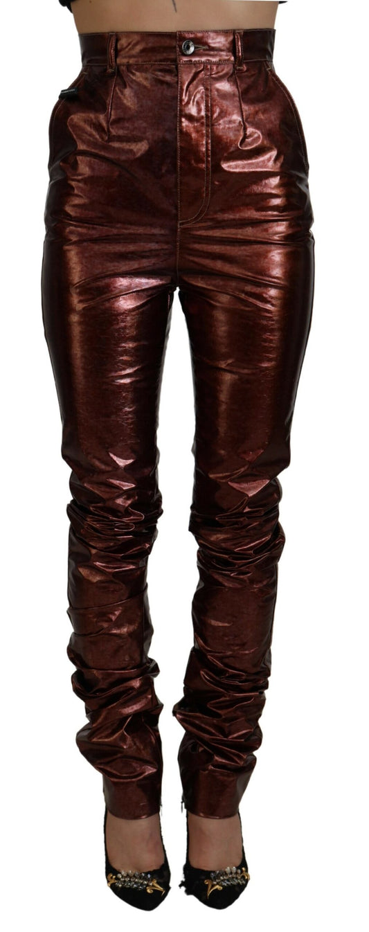 Dolce & Gabbana High Waist Skinny Jeans in Metallic Bronze Dolce & Gabbana