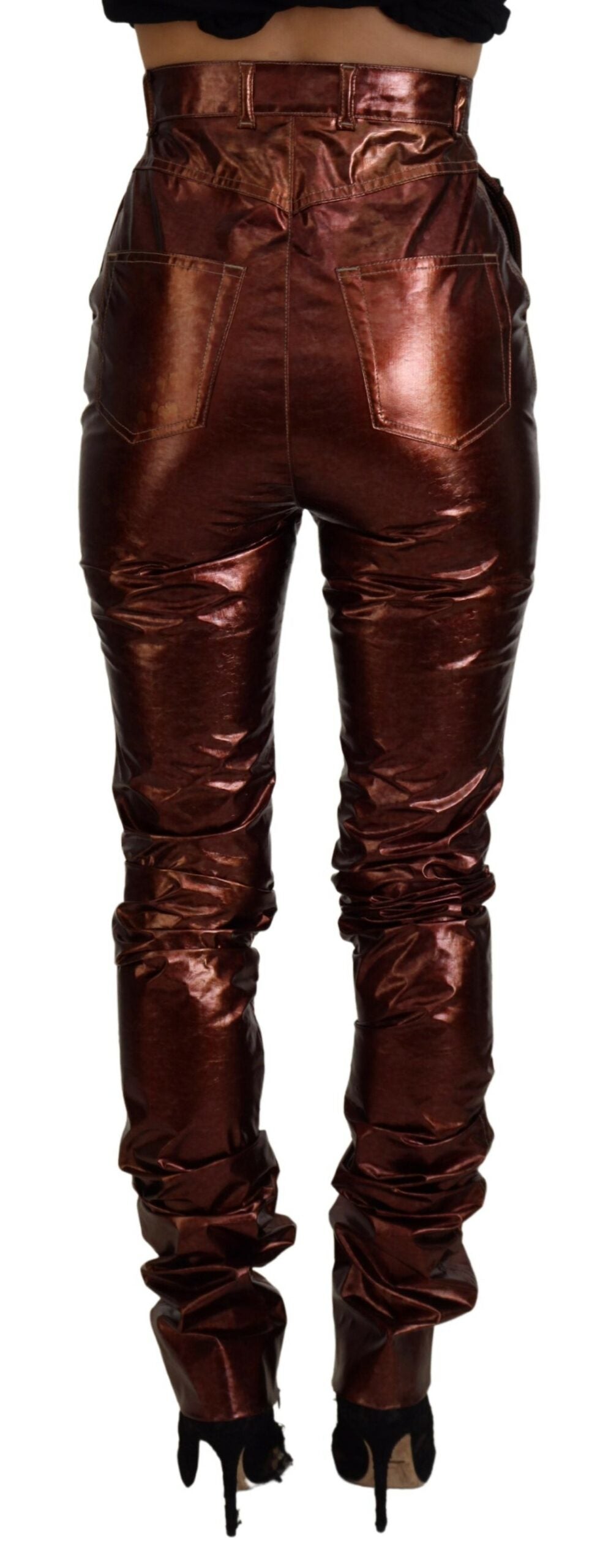 Dolce & Gabbana High Waist Skinny Jeans in Metallic Bronze Dolce & Gabbana